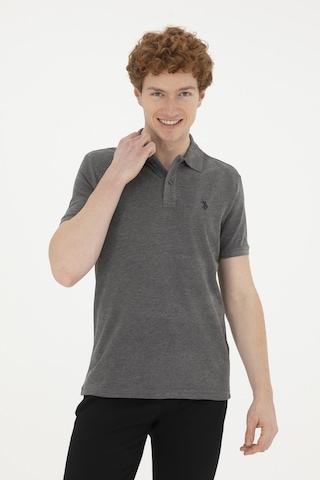 U.S. Polo Assn. Erkek Slim Fit Polo Yaka Antrasit Melanj Basic Tişört 50279573-VR081