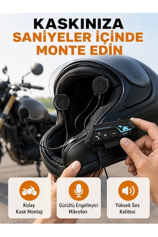 Bay Bt22 Kask İçi Bluetooth Kulaklık Hızlı Eşleşme Ve Gürültü Önleyici Mikrofon Yeni Nesil Najmaddin 99016226