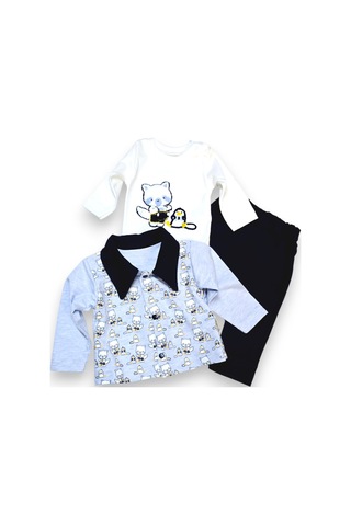 Kedili Hırkalı Erkek Bebek Takım mavi