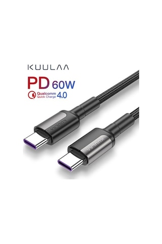 Kuulaa Type C Type-C Pd 60W Qc4.0 Hızlı Şarj Ve Data Kablosu 1Me (300647402)