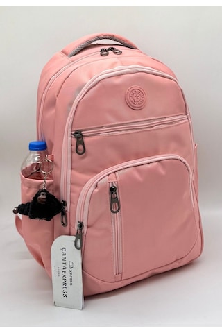Pudra Vizon Unisex Okul Çantası Su Geçirmez Kumaş Unisex Okul Sırt Çantası 1700 Pembe