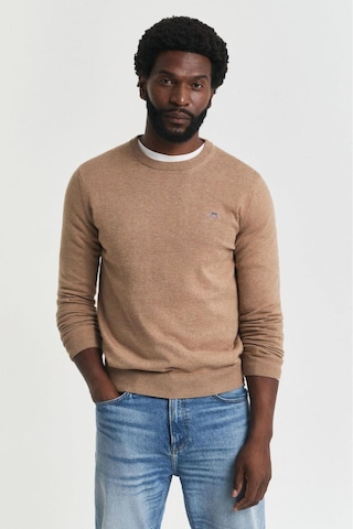 Gant Erkek Regular Fit Bisiklet Yaka Kazak - Bej-10614 Dk Sand Melange