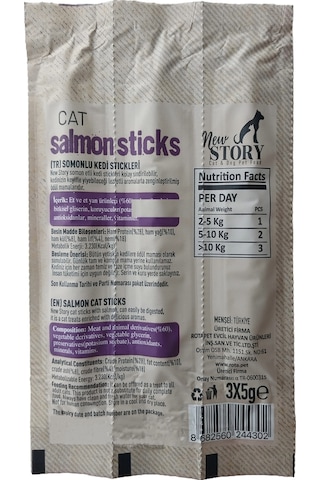 New Story Somonlu Kedi Ödül Çubukları Salmon Cat Sticks 3 x 5 G