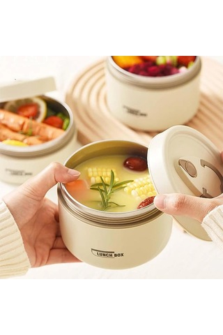 3'lü Katlanabilir Termal Yemek Kabı Seti - Izolasyonlu Taşınabilir Öğle Yemeği Saklama Kutusu, Yetişkin Ve Çocuklar İçin Pratik Yemek Taşıma Çantası Beyaz