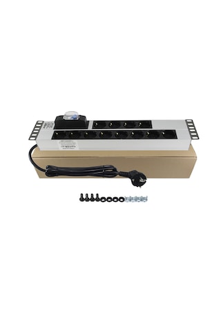 Amp 19" 2U 12  Schuko Çıkış Şebeke Otomatik Sigorta Korumalı (Pdu)