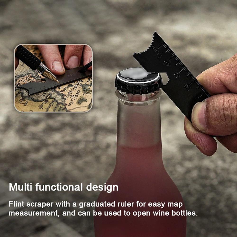 Moveevo Tahta Saplı Çevreye Dost Alev Alma Aleti - Çadır Kampı Ve Doğa Hayatı İçin Çok Fonksiyonlu Magnezyum Çubuğu, Ölçü Çizgili Ve Şarap Açıcı Özellikli Tip A Çok Renkli