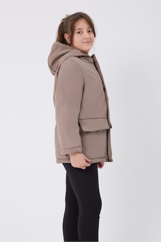 Kız Çocuk Vizon Içi Kürklü Su Ve Rüzgar Geçirmez Kapüşonlu 3 Cep Kışlık Mont & Kaban & Parka Vizon