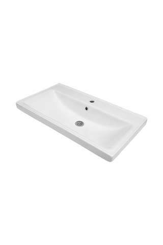 Karen Banyo Ege 80 Cm Lavabolu Alt Banyo Dolabı, Kapaklı Banyo Alt Dolabı,seramik Lavabo Dahil Beyaz