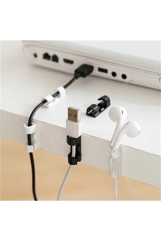 Yapışkanlı Mini 20lı Klips Usb Pc Adaptör Kablo Tutucu Aparat Şeffaf Standart