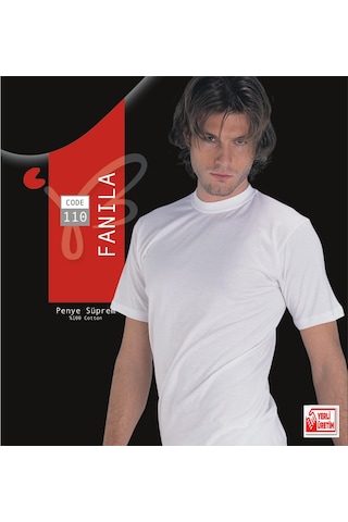 Erkek Beyaz Süprem Yarım Kollu % 100 Pamuklu Fanila 3 Lü Paket 110-3b Beyaz