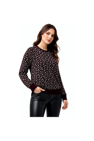 Gürkan Kadın Leopar Desen Triko Kazak Bgl-st05287 Bordo