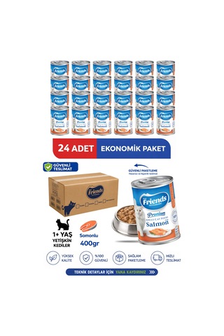 Premium Somonlu Yetişkin Kedi Konservesi 400 Gr X 24 Adet Ekonomik Paket Yaş Mama
