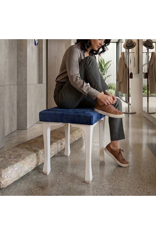 Ratemo Kare Puf Tabure Döşemelik Kumaşlı Modern Oturma Pufu 40x40x45 Cm Lacivert