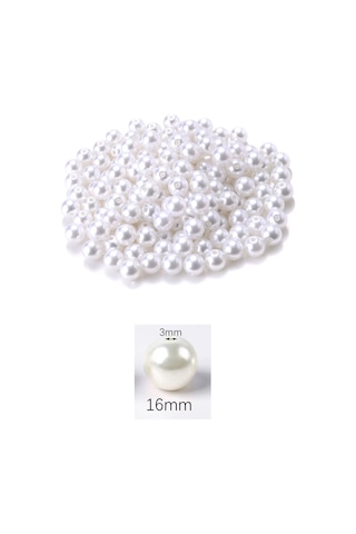 500 Gram 16mm Beyaz Renk Plastik İnci Boncuk Çanta Ve Takı Yapım Boncuğu 170 Adet