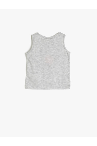 Koton Bisiklet Yaka Pamuklu Baskılı Atlet Kar Melanj 0ymg39255ok Gri Melanj