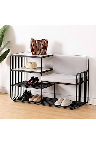 Rebeca Siyah Metal Benç Ayakkabılık
