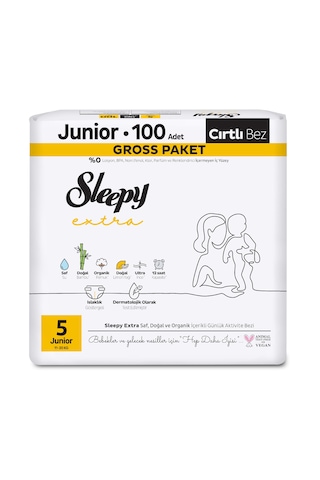 Sleepy Extra Günlük Aktivite Gross Paket Bebek Bezi 5 Numara Junior 100 Adet