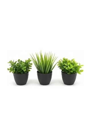 3'lü Mini Yapay Sukulent Seti, 8 Cm Saksı İle 20beyazcipso