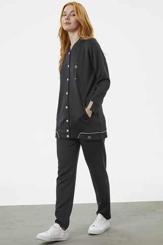 Büyük Beden Tunik Eşofman Takım - Siyah 001