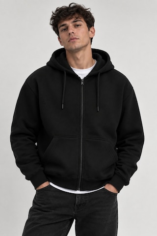 Çlm Store Erkek Slim Fit Örgü 3 İplik Fermuarlı Polar Hırka Siyah Siyah