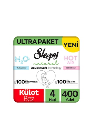 Sleepy 4 Beden Külot Bez Natural Double Soft Ultra Paket 100x4 400 Adet