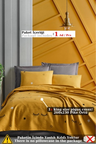 Doğal Pike Baskılı Mega King 230x260cm Dide Sarı Sarı