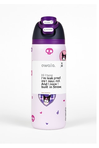 Owala 32 Oz 946 Ml Freesip Desenli Çift Katmanlı Paslanmaz Çelik Termos Kilitli Kapak Ekru - Mor