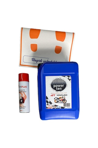 Power Ten 4T 10W-40 Motosiklet Yağı 10 L + Balata Sprey 10 L Power Ten 4T 10W-40 Motosiklet Yağı 10 L + Balata Sprey 10 L
