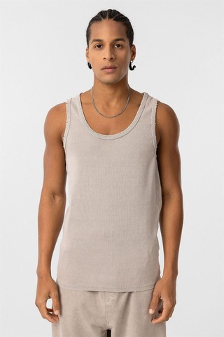 Vamos Yıkamalı Tank Top Kaşkorse Atlet Taş