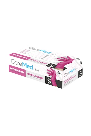 Nitril Pembe Pudrasız Muayene Eldiveni S - 1 Paket 100 Lü