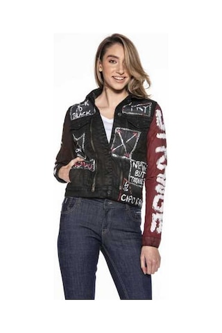 Wj172 Kadın Back To Black Baskılı Kot Ceket Black
