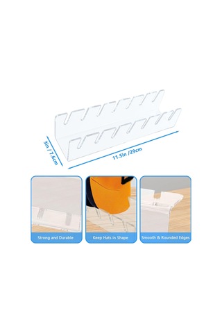Padalink 2 Adet Akrilik Şapka Rafı - Transparent N Tipi Organizatör - 290x76x58mm - Ev Dekorasyonu Ve Depolama - Şapka, Güneş Gözlüğü Tutucu Şeffaf