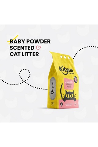 İnce Taneli Tozsuz, Topaklanan Bebek Pudralı Bentonit Kedi Kumu 10lt