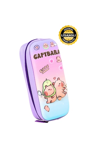 Capybara Orijinal Lisanslı Eva Ön Yüzeyli Kalem Kutusu Lila