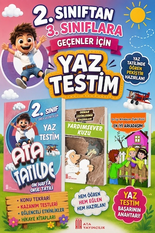 2.sınıftan 3.sınıflara Geçenler İçin Yaz Testim 2 Adet Hikaye Kitabı Hediyeli