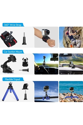 Ebitda Andoer 48-in-1 Aksiyon Kiti Siyah, Gopro Hero 9-5 Ve Insta360 İçin Taşıma Çantası Siyah