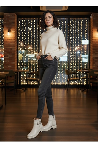 Pierre Cardin 910 Logo Detaylı Günlük Fermuarlı Kadın Bot 867800000768 14 Bej Bej