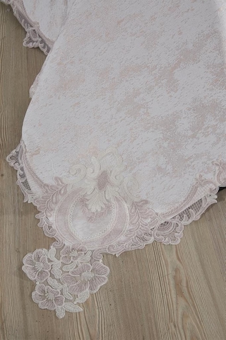 Çeyiz Diyarı Fransız Dantelli Edge Çift Kişilik Yatak Örtüsü 230x250 Cm Krem