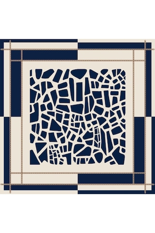 Tarzını Seç Lacivert Mozaik Zincir Fular / Bandana / Aksesuar 48x48 Cm