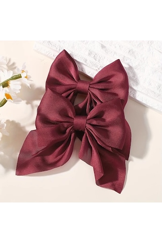 Willowhaven 2'li Paket Şık Kurdeleli Saç Aksesuarları - Burgundy Renk, Tüm Saçlar Ve Durumlar İçin Bordo Rengi