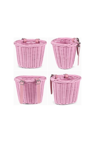 Yunboo Küçük Pembe Çocuk Bisikleti Aksesuar Seti: Taklit Rattan Sepet, Zil, Sticker Ve Bowknot - 12-18 İnç Bisikletler İçin Pembe