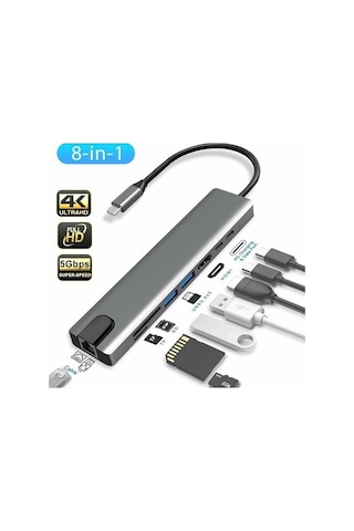 Apple Uyumlu MacBook Pro Air Usb Type-c 8 Hub Dönüştürücü Çevirici