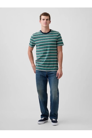 Gap V-everyday Soft Crew - Strıpe Yeşil