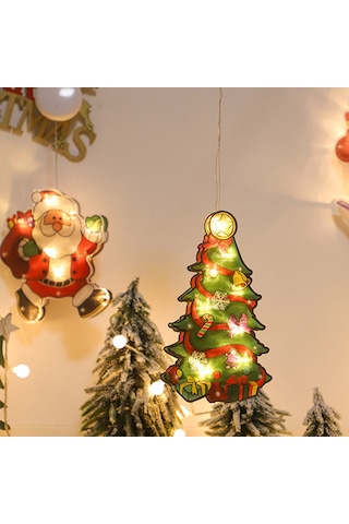 Mufunye Noel Aydınlatması S4 Noel Baba Kayık Led Işık Zinciri Pencere Perde Dekorasyonu 3v Pilli Isınak Beyaz Pil Dahil Değil