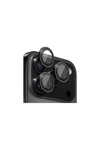 Apple Uyumlu iPhone 17 Pro Ve 17 Pro Max Metal Çerçeveli Temperli Kamera Lens Koruyucu Siyah