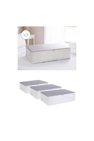 Ocean Home Textile 3'lü Mega Boy Gri Renk Stuff & Things Baza Altı Hurç Set