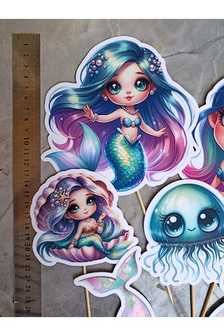 Denizkızı Mermaid Pasta Süsü Büyük Pasta Kürdanı Cupcake Kürdanı