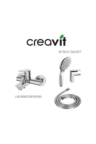 Creavit Sh150 Mafsallı El Duş Seti 3f Ve Liva Banyo Bataryası Krom