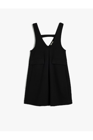 Koton Jile Elbise V Yaka Kapaklı Cep Detaylı Viskon Kumaş Siyah 5wkg80036ak Siyah