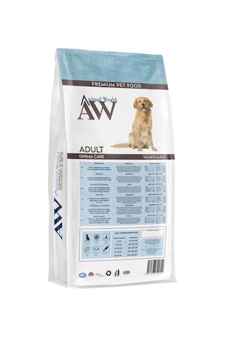 Animal World Derma Somonlu ve Pirinçli Yetişkin Köpek Maması 15 KG